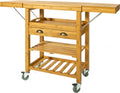  SoBuy FKW25-N Servierwagen Aus Hochwertigem Bambus Küchenwagen Küchenregal Rollwagen BHT Ca: 65 (95/125) X92x40cm