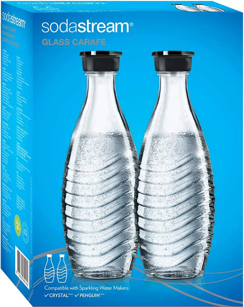  SodaStream Glaskaraffe Duo Pack Mit Schwarzem Deckel 2 Stück Je 600ml
