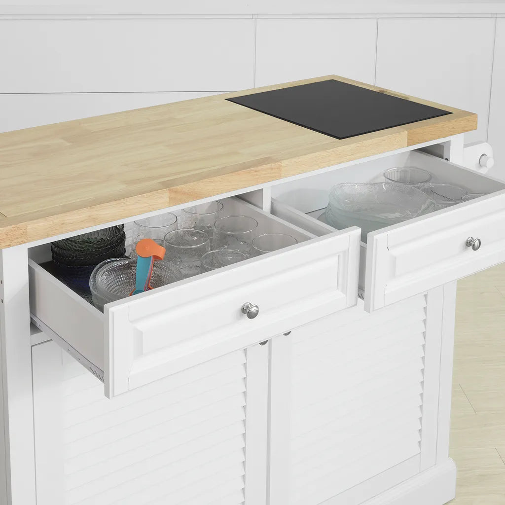  SoBuy FKW84-WN Kücheninsel Küchenwagen Mit Erweiterbarer Arbeitsplatte Küchenschrank Servierwagen Sideboard Auf Rollen Weiß