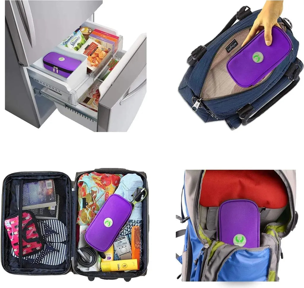  Insulin Kühltasche Reise Tasche - Medikamente Diabetiker Isoliert Tragbaren Kühler Tasche Für Insulin Pen Und Diabetes Kühltasche (Lila)