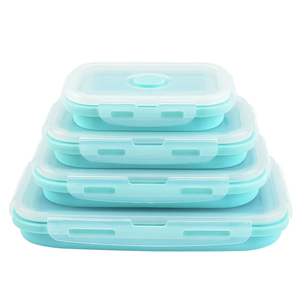  Faltbare Frischhaltedosen, 4 PCS Kitchen Vorratsdosen Set Faltbare Brotbox Silikon Zusammenklappbaren Container, Camping Schüssel Faltbar Set, Frischhalteboxen Für Kühlschränke