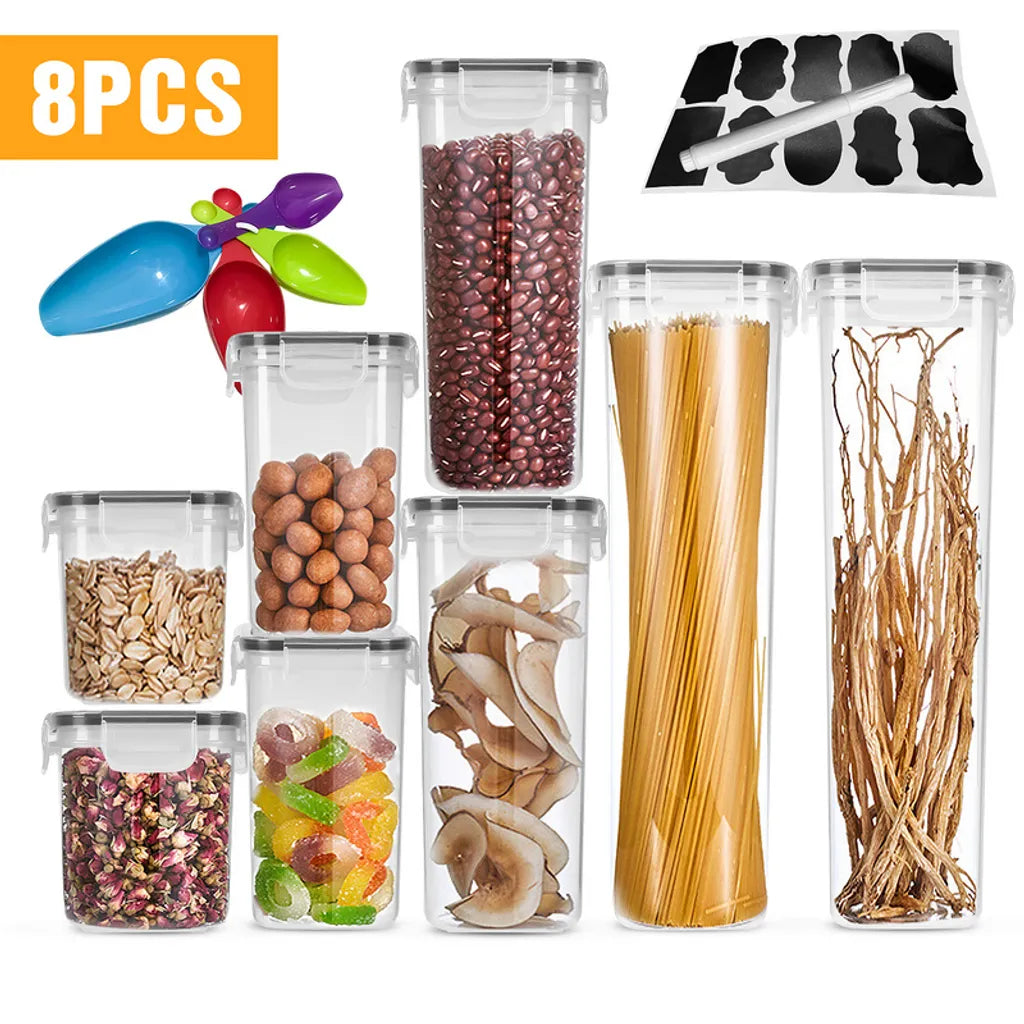  Lospitch 8er Set Vorratsdosen Müsli Behälter Mehl Nudel Schüttdose Pasta Lebensmittel