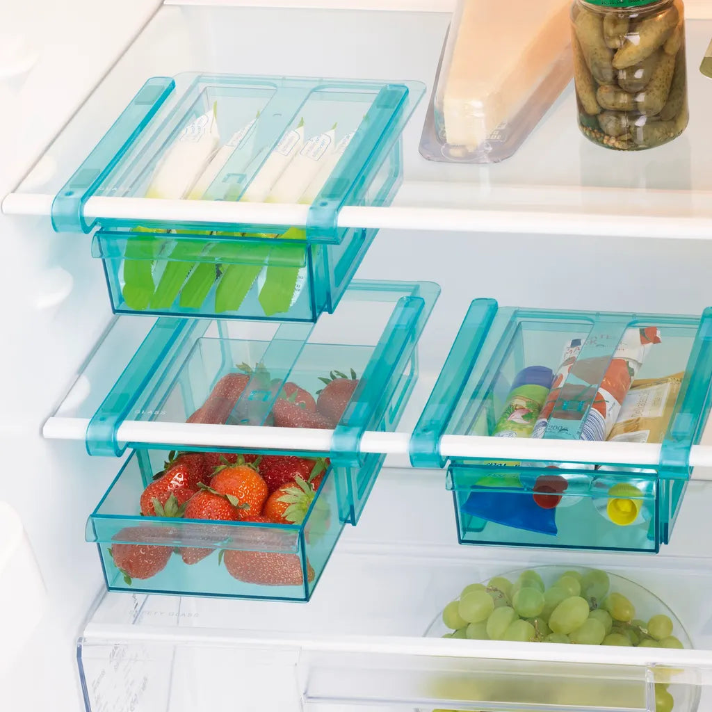  GOURMETmaxx Klemm-Schublade Für Kühlschrank, 3er-Set Schublade Klemm Kühlschrank GOURMETmaxx Zusatzfach Gemüsefach 3er-Set Ordnung