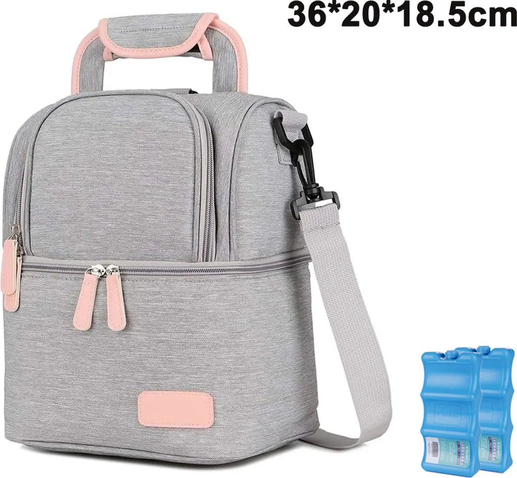  Kühltasche Für Muttermilch, Babyflasche, Wasserdicht, Für Gefrierschrank, Mama, Reiserucksack, Tragbar, Wärmeisoliert, Lunchbox Für Damen, Herren, Kinder, Große Kapazität, Handtasche,Grey