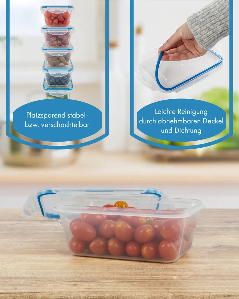  Classbach® 5er-Set Kunststoff-Frischhaltedosen Mit Deckel 100% Dicht, Lunchbox Brotdose Meal Prep Boxen Mit Deckel, Vorratsdosen Geeignet F. Spülmaschine, Mikrowelle Und Gefrierfach C-FHD 4007 K