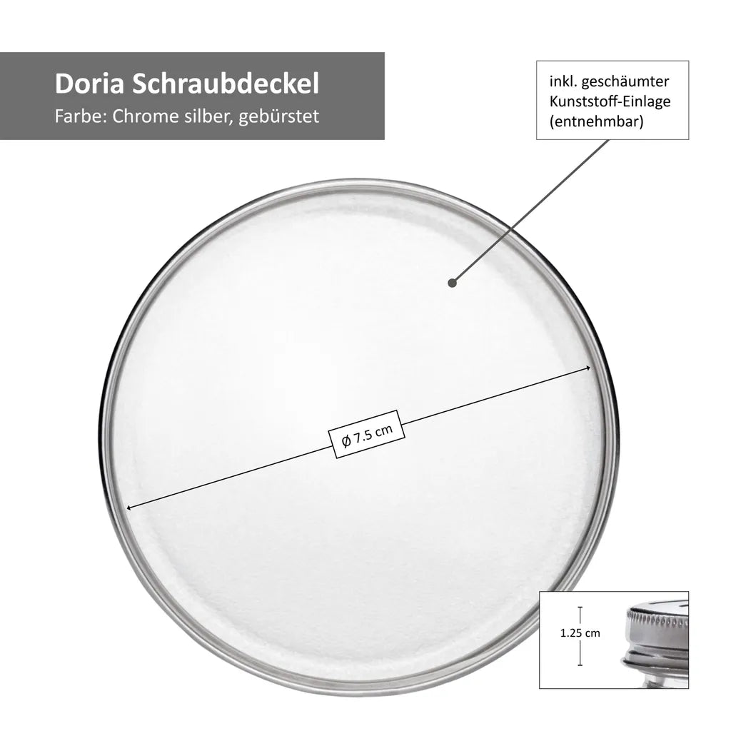  8-tlg. Vorrats-Gläserset Doria 520 Ml + 320 Ml Gewürzglas Mit Schraub-Deckel Silber Gläser