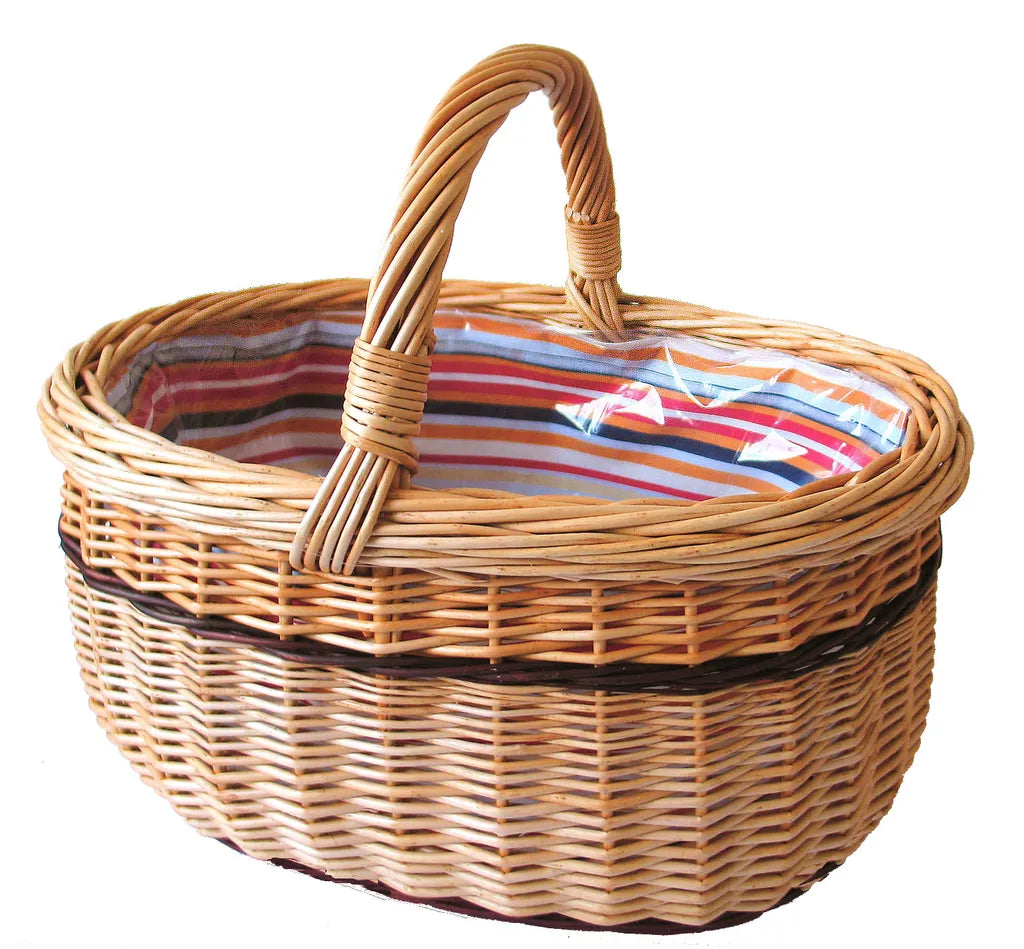  Einkaufskorb Mit Einlage, Vollweide, Braun, T 44cm X B 33cm X H 23cm, Weidenkorb