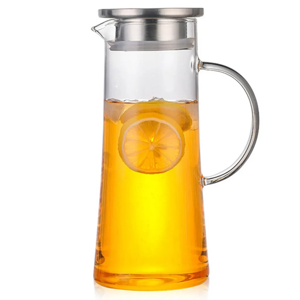  1500ml Wasserkaraffe Wasserkrug Karaffe Glaskrug Glaskaraffe Mit Edelstahl Filter Glas Kaltwasserkocher Karaffen