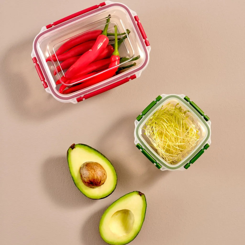  Uandu Lock & Fresh 5er Vorratsdosen Set, Frischhaltedosen Mit Deckel Für Lebensmittel, Mikrowellen-, Und Gefriergeeignet, Vorratsdosen Mit Deckel, Meal Prep Boxen, Aufbewahrungsbox Küche - Rot