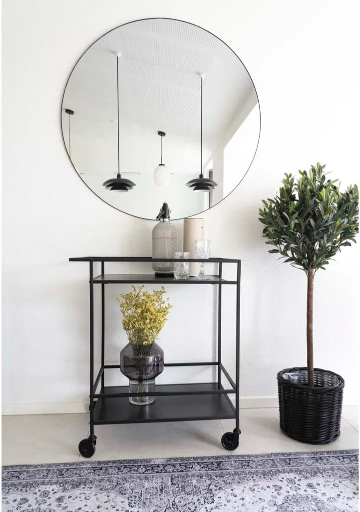 House Nordic Vita Servierwagen Schwarz | Barwagen Mit Rollen Inkl. Bremsen | Schlichtes Metallgestell Im Industrie-Design