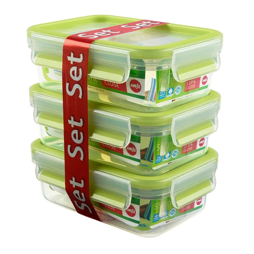  Emsa Clip & Close Frischhaltedosen 3er-Set á 0,55 L, Blau