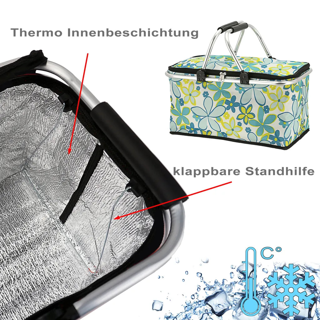  Einkaufskorb Faltbar Mit Thermofunktion "Flower" Grün