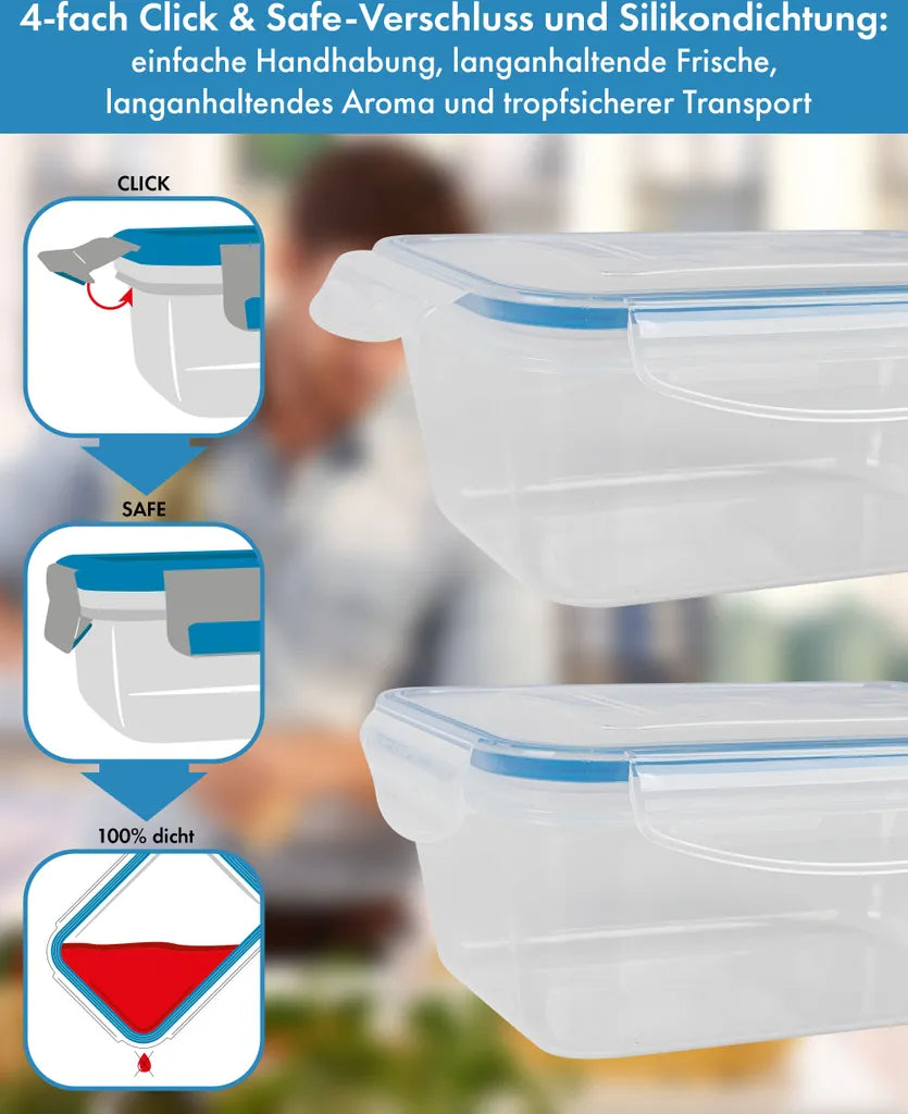  Classbach® 5er-Set Kunststoff-Frischhaltedosen Mit Deckel 100% Dicht, Lunchbox Brotdose Meal Prep Boxen Mit Deckel, Vorratsdosen Geeignet F. Spülmaschine, Mikrowelle Und Gefrierfach C-FHD 4007 K