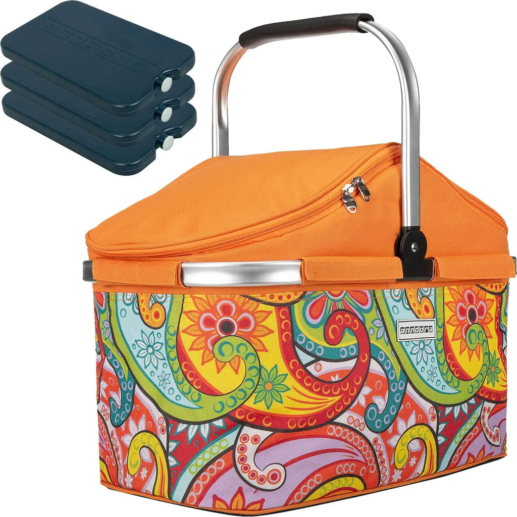  Kühlkorb Isolier Einkaufskorb Paisley + 3 Kühlakkus - Paisley
