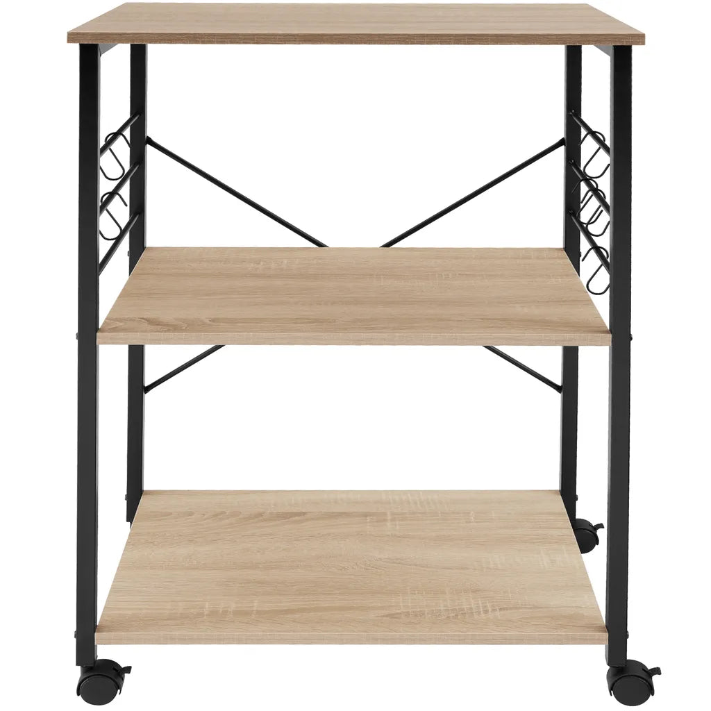  Tectake Servierwagen Rugby 65,5x45,5x88,5cm - Industrial Holz Hell, Eiche Sonoma