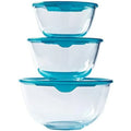  Pasabahce 97314 Chefs Vorratsdosen 3er Set Aufbewahrung Servierschalen Set Rührschüssel Glas Stapelbar Salat Schüsseln Schale Mit Deckel