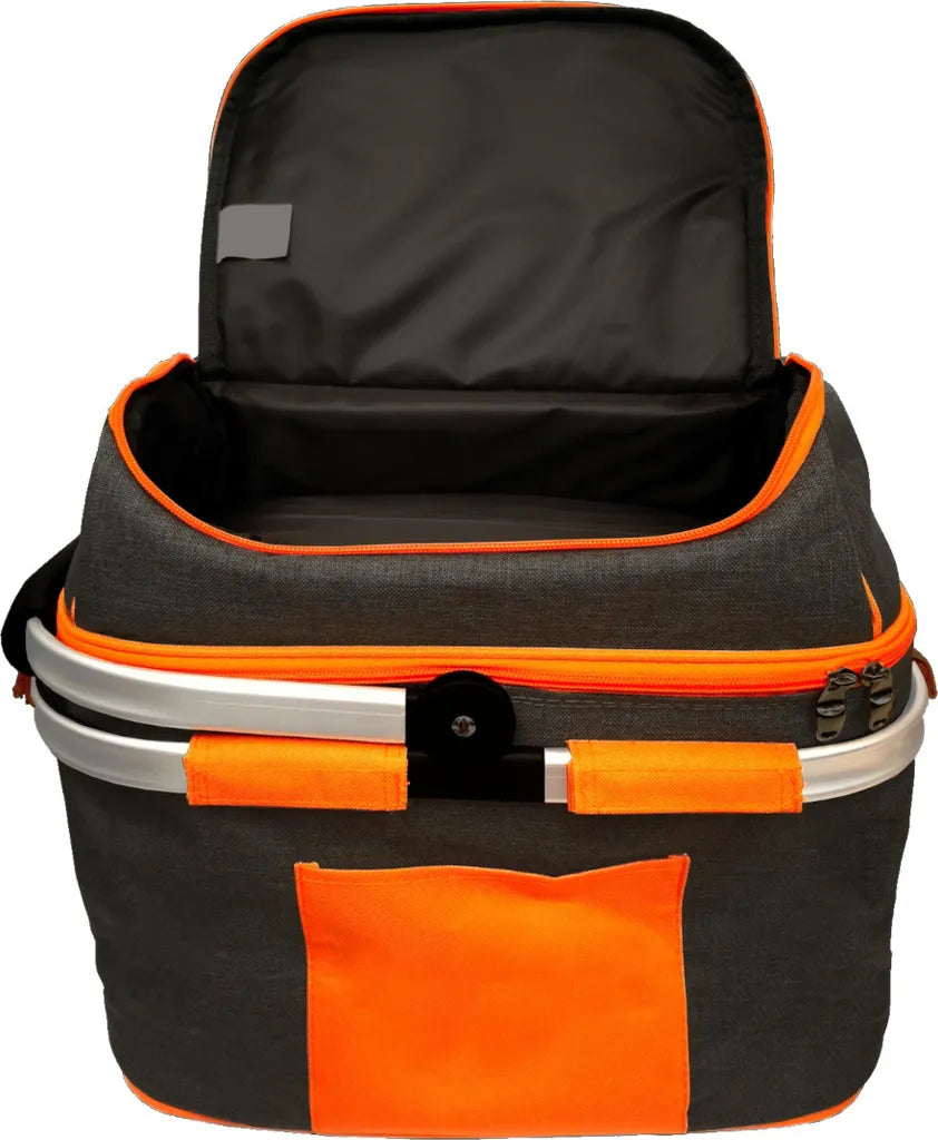  SVITA Picknickkorb 25l Thermo Einkaufskorb Mit Kühlfunktion Kühlbox Kühltasche Grau