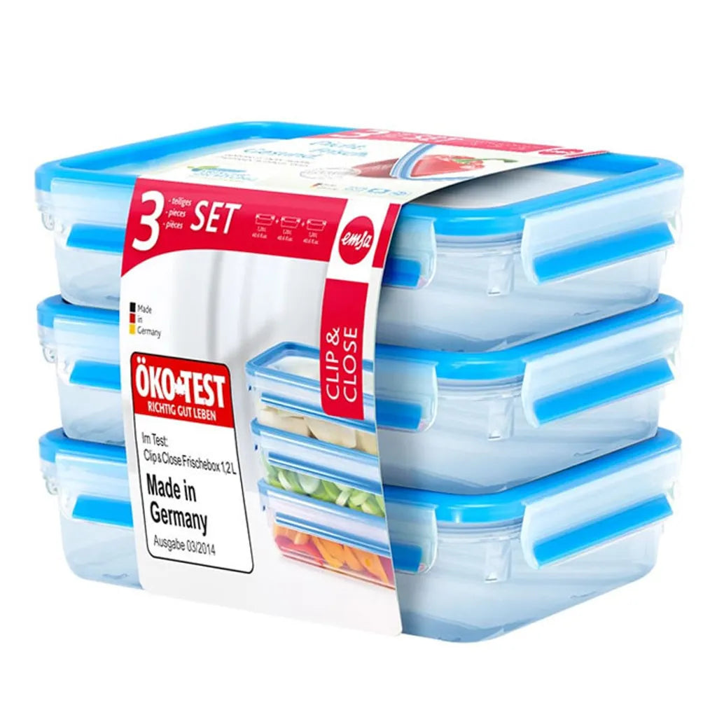  Emsa Frischhaltedose CLIP & CLOSE 3er Set 1,20 Liter Blau