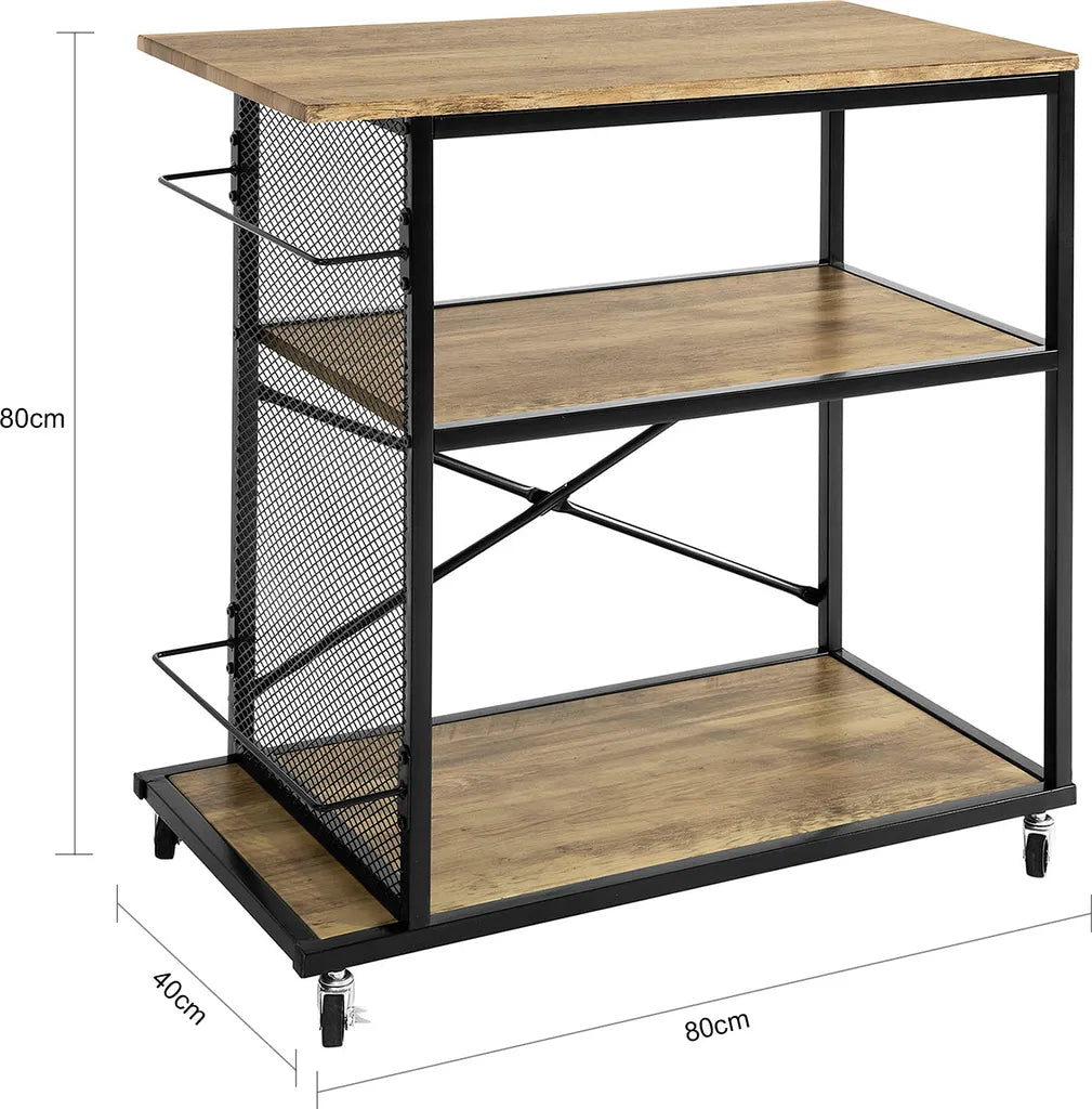  SoBuy SVW05-N Servierwagen Mit 3 Ebenen Beistellwagen Barwagen Küchenwagen Küchenregal Mit Rollen BHT Ca.: 80x80x40cm