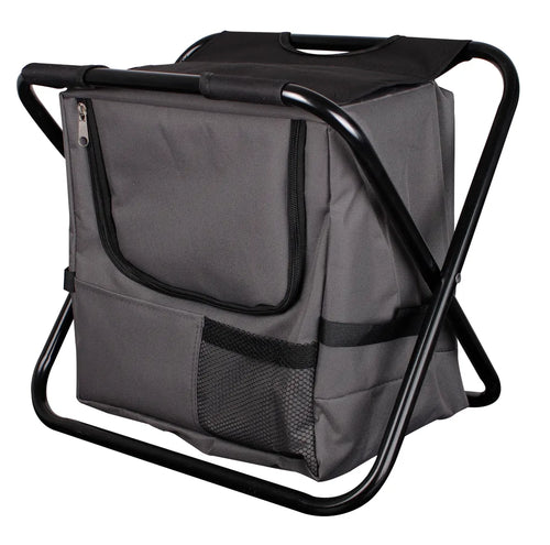  2in1 Anglersitz Mit Kühltasche - Schwarz - Camping Angel Hocker Klappbar Mit Gurt
