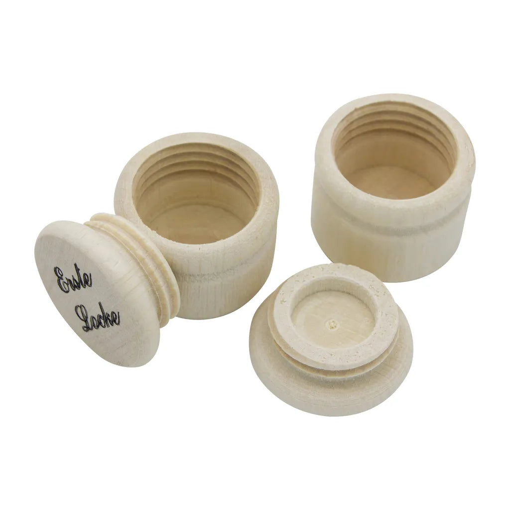  Milchzähne Und Erste Locke Aus Holz Dosen Set Ø 3,5 Cm (klein)