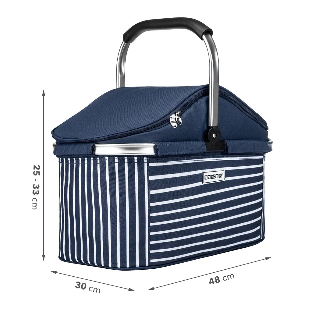  Kühlkorb Isolier Einkaufskorb Navy AHOI + 3 Kühlakkus - Blau Navy
