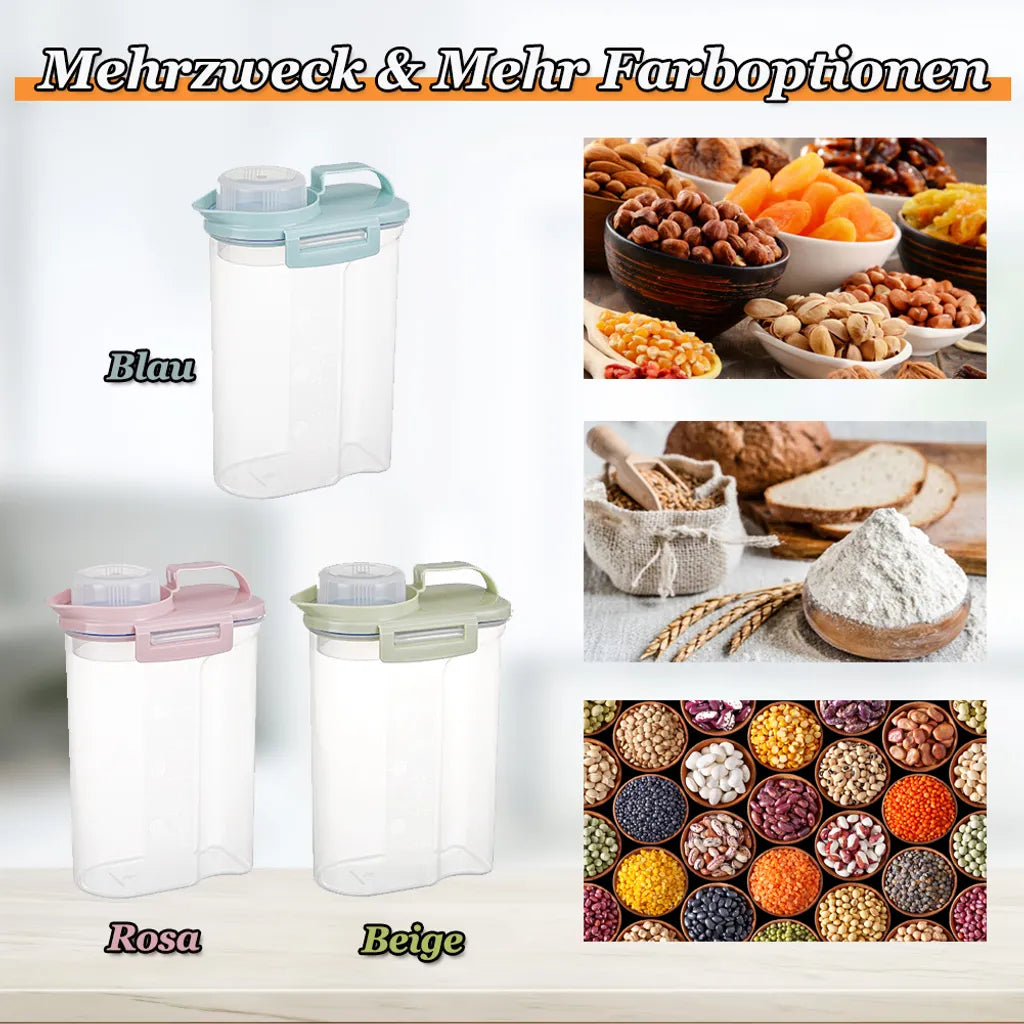  Vorratsdosen 2L Müslidosen Mit Messbecher BPA-frei Luftdicht Müsli Schüttdose Mit Deckel Kunststoff Vorratsbehälter Küche Aufbewahrungsbox Für Mehl Getreide Reis (Blau)