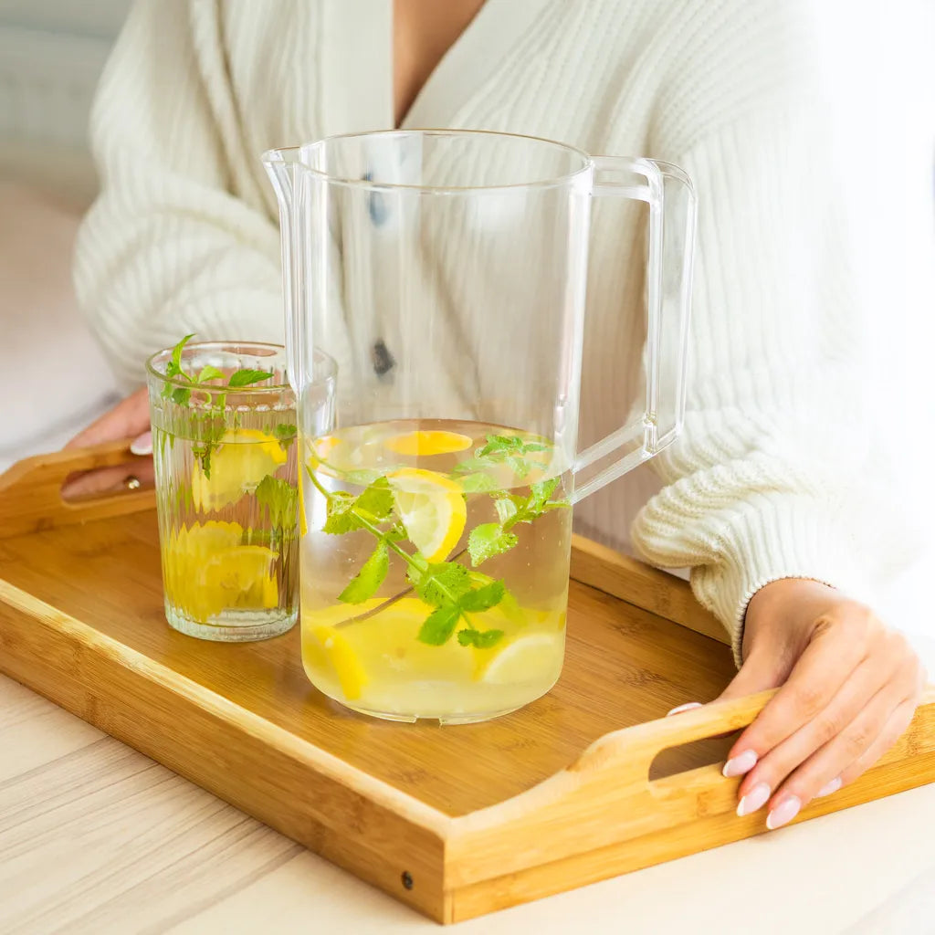  Wessper Basic Wasserfilterkanne 2.5 L, Wasserkaraffe Aus Hochwertigem Kunststoff | Geeignet Für Kalte Getränke Wasser, Saft, Tee, Limonade - Transparent