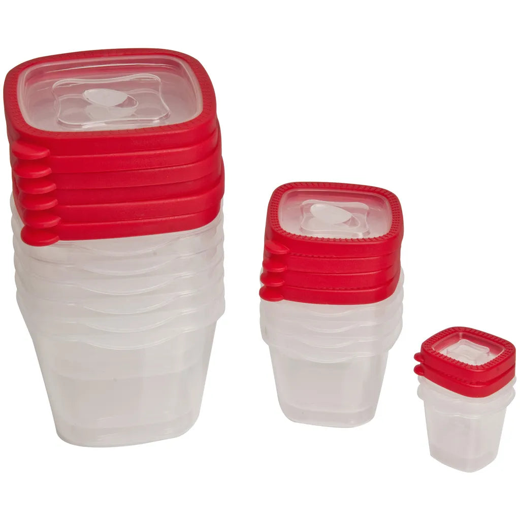  Deuba Frischhaltedosen Mit Deckel 24-tlg. Kunststoff BPA-Frei Spülmaschinen- Und Mikrowellengeeignet 6 Größen 120ml Bis 1700 Ml Küche Vorratsdosen, Farbe:rot