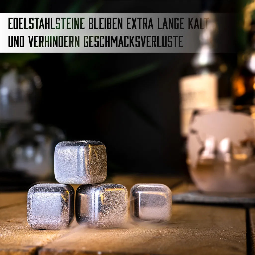  Whisiskey - Whisky Karaffe - Geschenke Für Männer - Komplette Whiskey Set - Globus - 900ML – Inkl. 4 Whisky Steine, 4 Whisky Gläser & Ausgießer - Whisky Dekanter – Whiskygläser - Natursteine