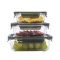  PIE LOCK Vorratsdosen 6 Teilig Eckig - Vorratsdosen Set Mikrowellengeeignete Essensbox Vorratsbehälter - Grau Glasdose Lunchbox Vorratsgläser Set