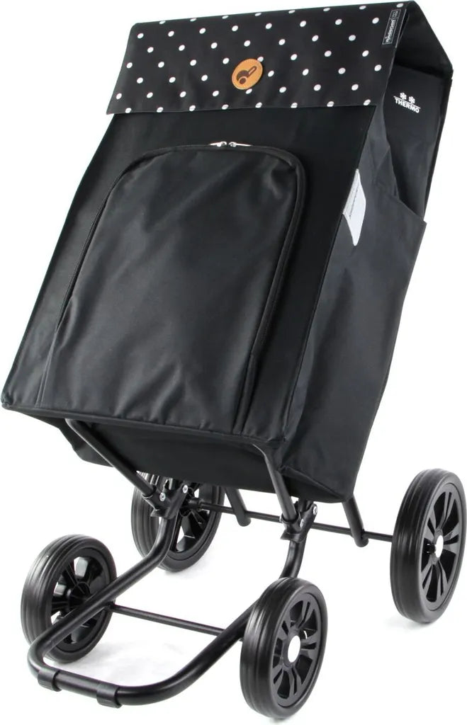  Andersen Shopper Quattro Mit 4 Rädern, Höhenverstellbar Mit Rad Ø 15 Und 20cm Und 45 Liter Tasche Malit Schwarz Mit Kühlfach