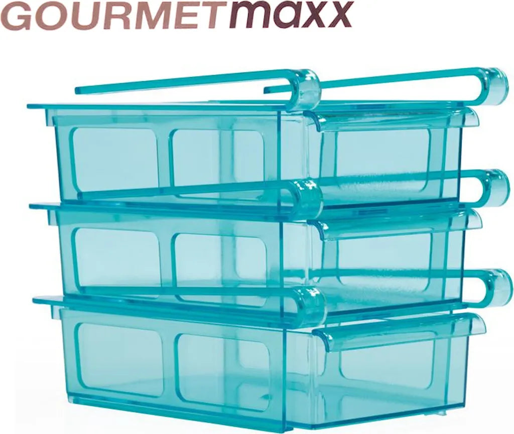  GOURMETmaxx Klemm-Schublade Für Kühlschrank, 3er-Set Schublade Klemm Kühlschrank GOURMETmaxx Zusatzfach Gemüsefach 3er-Set Ordnung