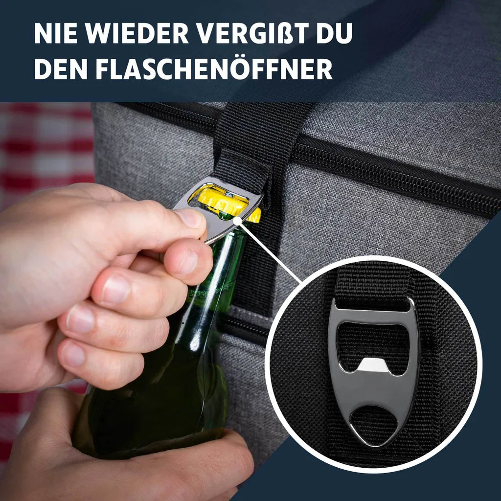  Obics - Kühltasche Gross Faltbar 30l Kuehlbox Isoliertasche Grau Für Essen In Tupperware Für Auto Mit Fächer Lunchtasche Camping Zubehör Für Picknick Essenstasche Isoliert Und Wasserdicht Für Arbeit