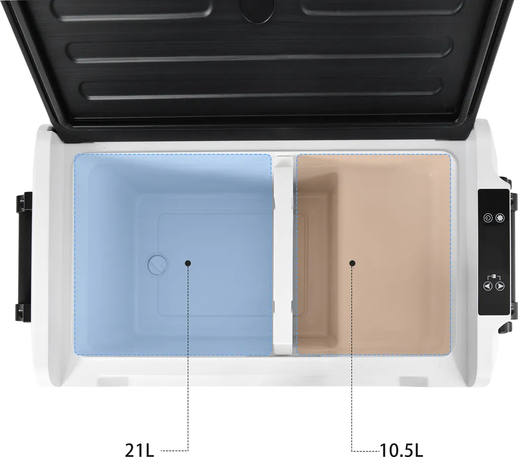  Merax Elektrisch Kühlbox Mit Kompressor 31.5L Schwarz, Mini Kühlschrank Tragbar Kühlleistung Bis -20° C, Gefrierbox 12/24 V Und 230 V Für Büro, Auto, Camping, Garten