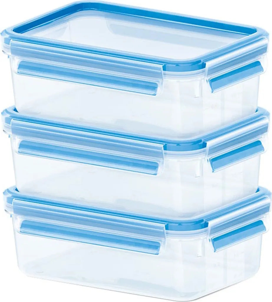  Emsa Clip & Close Frischhaltedosen 3er-Set á 0,55 L, Blau