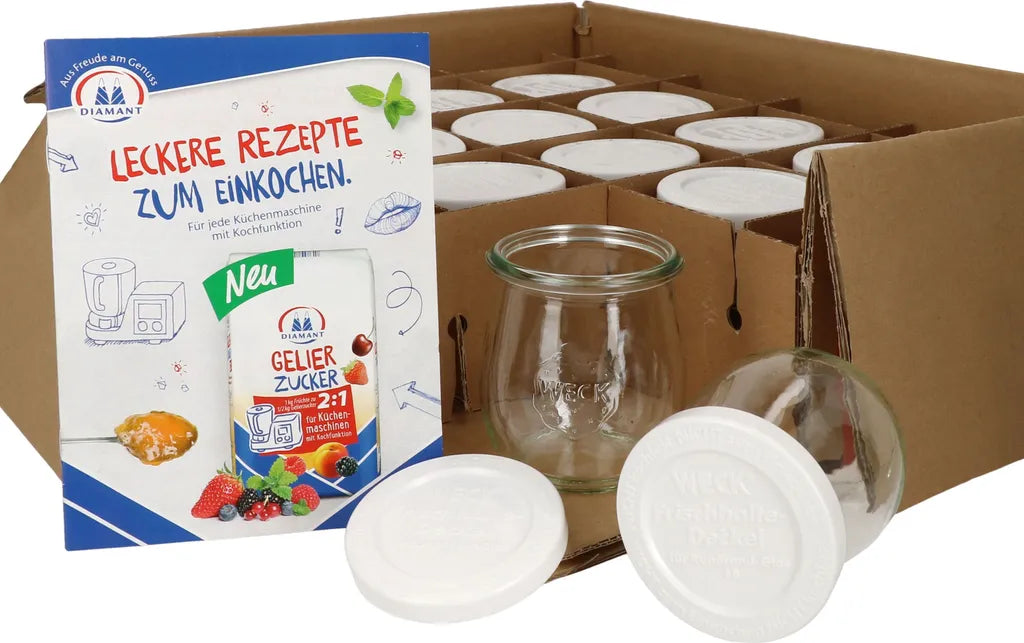  MamboCat 12er Set Weckgläser Tulpenglas Mit Frischhalte-Deckel 220ml + Rezeptheft