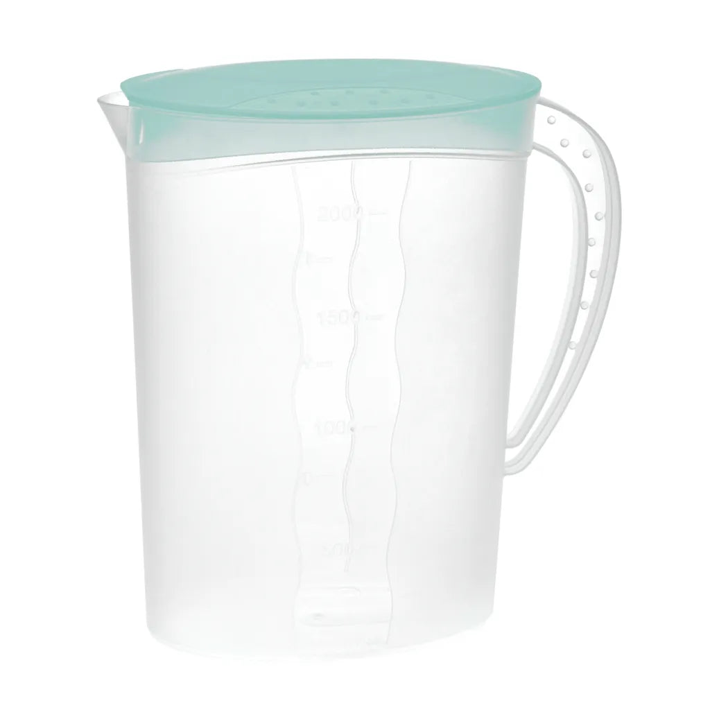  Premium Saftkanne, 2 Liter Fassungsvermögen, Mit Vielseitigem Deckel Und Integrierter Maßeinteilung Für Kalte Getränke Wie Saft, Eistee, Wasserkaraffe Aus Kunststoff