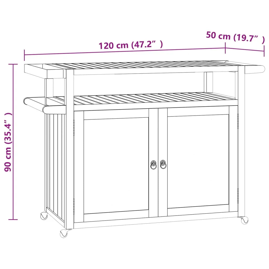  VidaXL Barwagen 120x50x90 Cm Massivholz Teak
